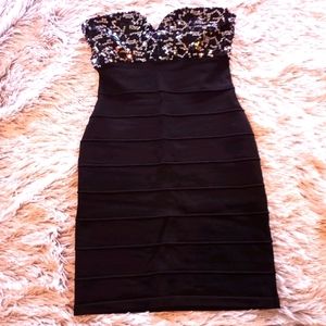 Frederick's of Hollywood Black Sequin Mini Dress
